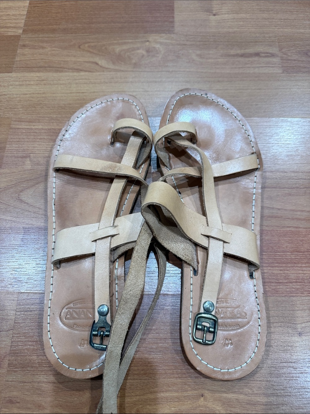 Handmade Leather Strappy Sandals in Natural Tan